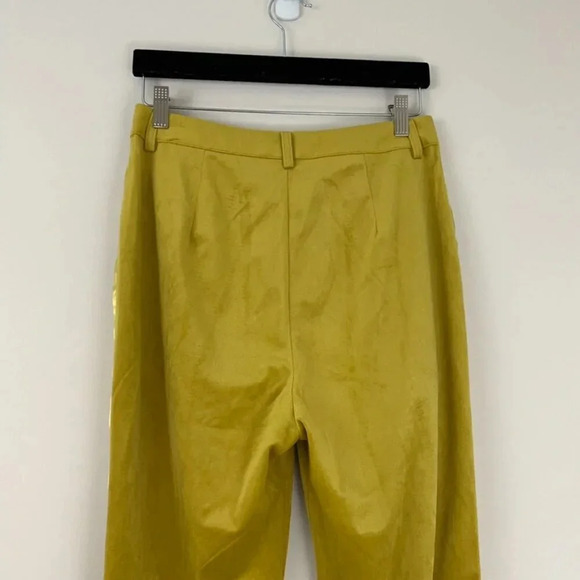 7 For All Mankind Chartreuse Yellow Velvet Straight Leg Pants Size 6 - Picture 5 of 7